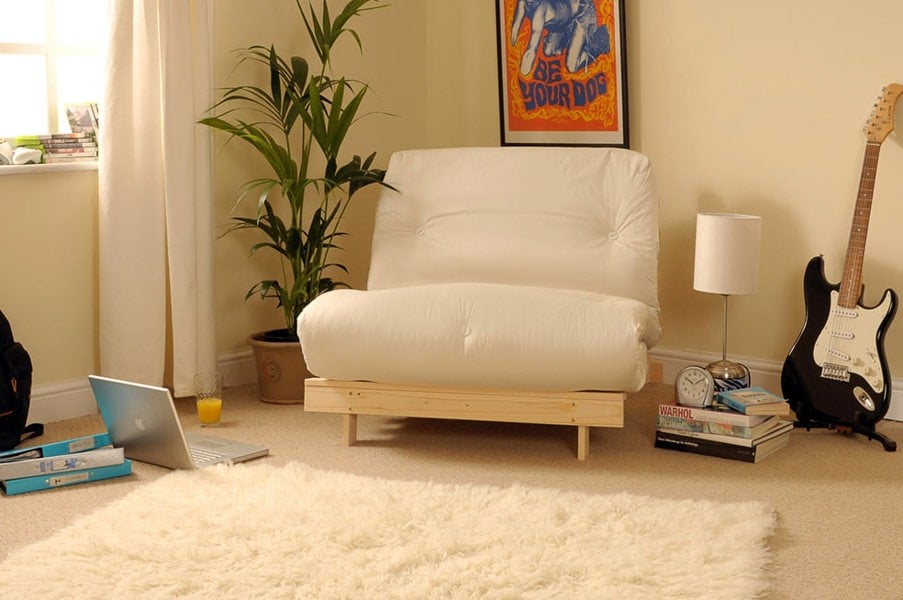 Comfy Living Wooden Futon sofa bed frame with a Standard Mattress