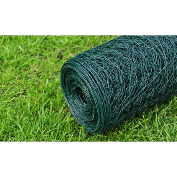 Berkfield Chicken Wire Fence Galvanised with PVC Coating 25x0.5 m Green