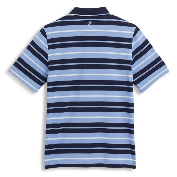 Tech Pique Rugby Stripe Polo AM1064 Navy Chambray White Back