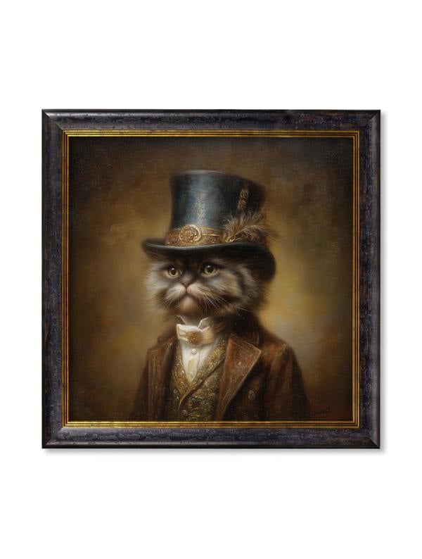 Exceptional Art Sir Fluffington - Gentleman Persian Cat Oxford Square Frame