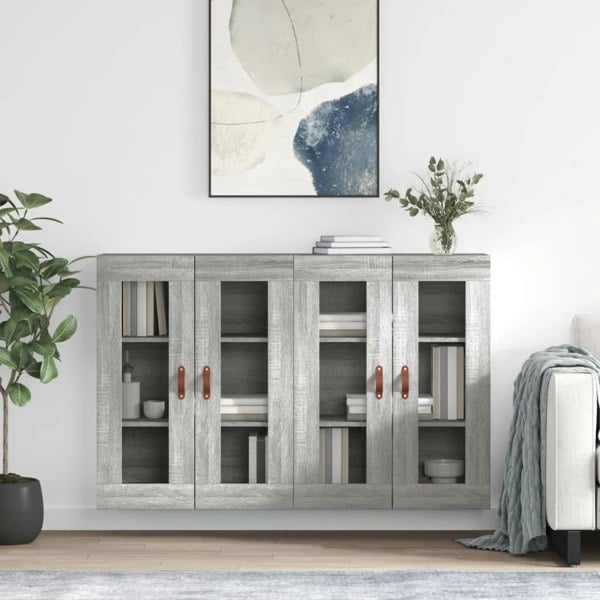 Berkfield Wall Mounted Cabinets 2 pcs Grey Sonoma Engineered Wood
