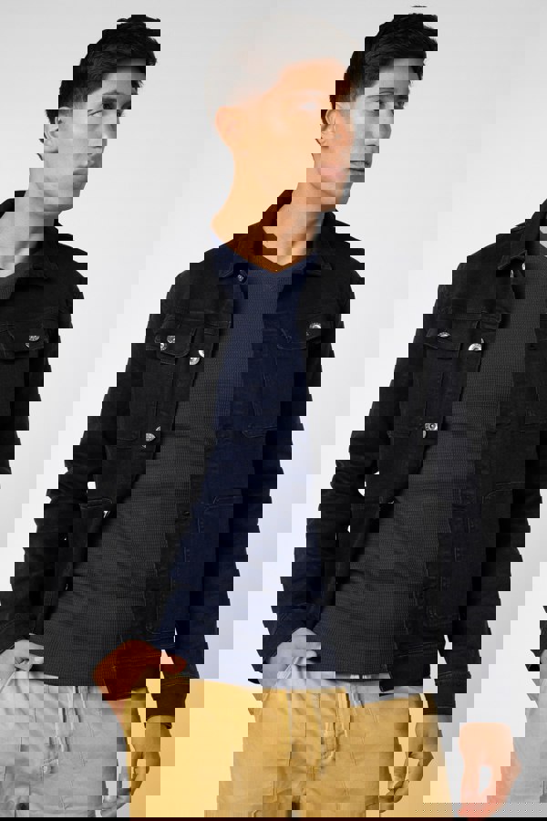 Mens Black Washed Black Denim Jacket