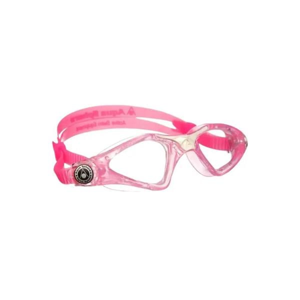 Pink Aqua Sphere Kayenne Junior goggles with clear lenses and adjustable strap