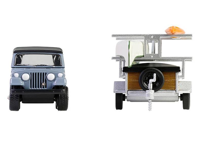 MCSlots 1968 Jeep Jeepster Commando SC-1 Grey Canoe Trailer 1:64 Greenlight 32320B