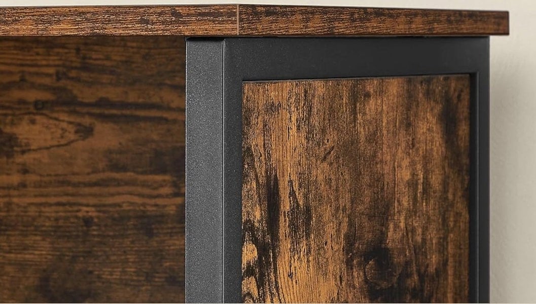 Modcraft Freestanding Storage Cabinet with Adjustable Shelf – Rustic Brown & Black Bookcase