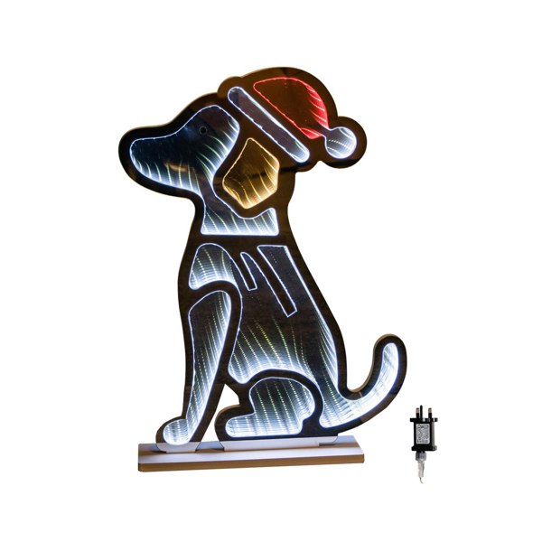 Samuel Alexander 60cm Light up Sitting Dog in Santa Hat Infinity Christmas Decoration with LEDs