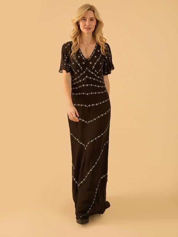 Rose & Nancy Rose Black Sequin Maxi Dress