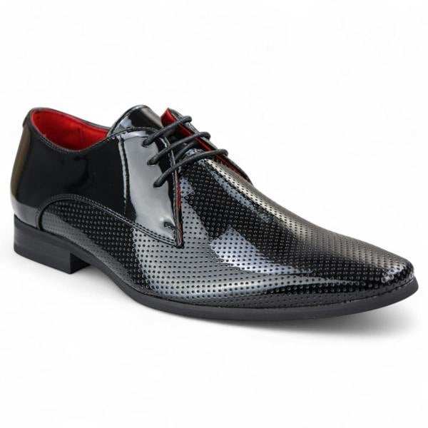 Dolcetto Men’s Pointed Toe Formal Lace Up Perforated Shoes
