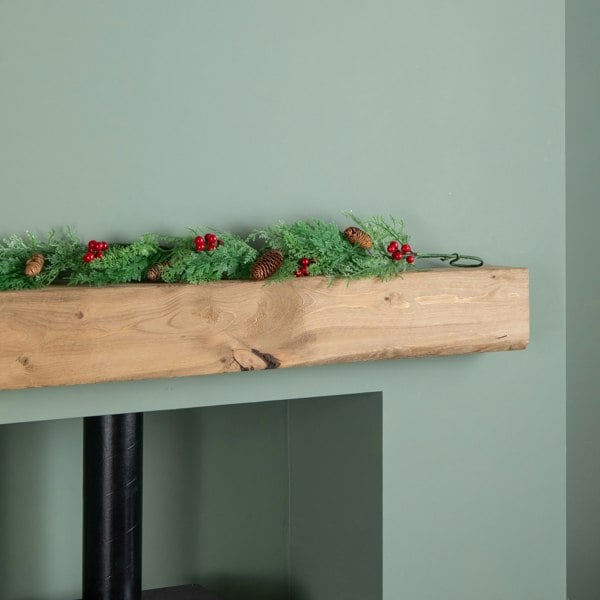 Samuel Alexander 1.50m Pine and Red Berry Christmas Garland with Pinecones
