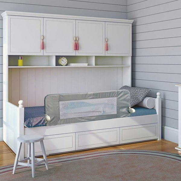 Safetots Extra Tall Bed Rail, Grey 140cm Wide x 60cm Tall, Toddler Bed Guard For Safety
