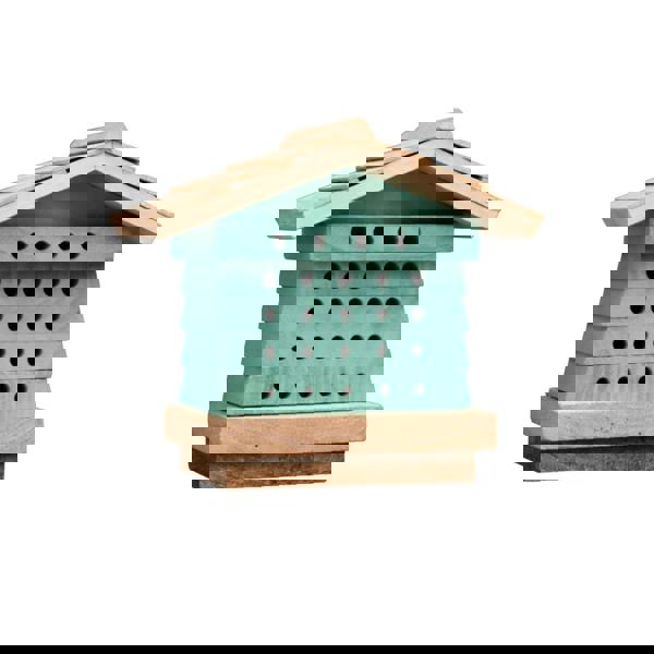 Wooden Bee House Insect Habitat with Multi-Hole Nesting Blocks