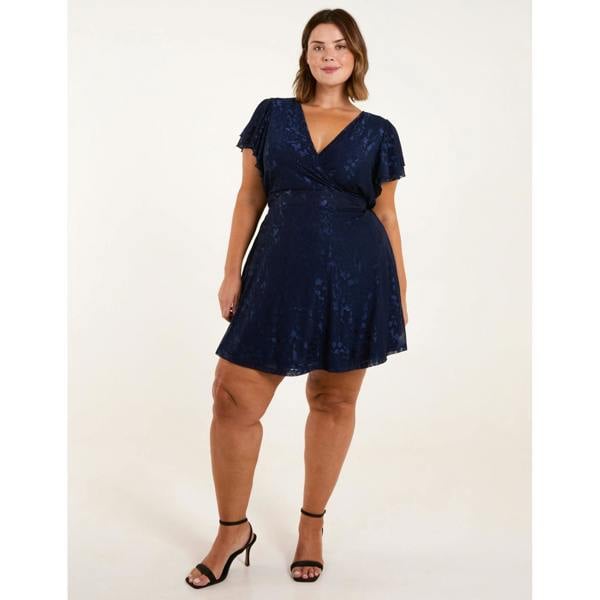 Blue Vanilla Curve Mesh Wrap Dress