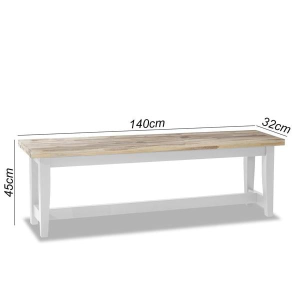 Statement Furniture Florence Solid Acacia Hardwood Dining Bench 140cm Long
