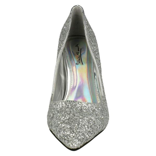 Anne Michelle Ladies Anne Michelle Pointed Toe Glittery Court Shoes