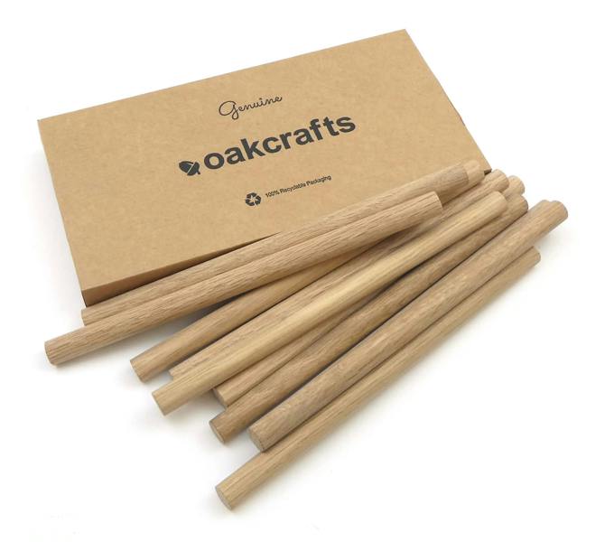 Premium Quality European Oak Dowel 200mm Long (12mm - Pack of 10)