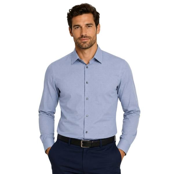 Boss Mens P-Hank S Cotton Kent Collar Shirt - Dark Blue - 
