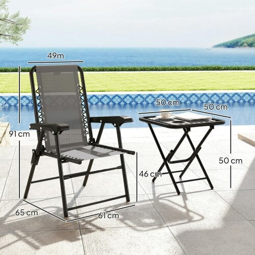 Wyld Haus Lano Metal Dark Grey Mesh 3 Piece Garden Bistro Table And Chair Set