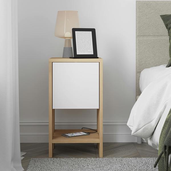 Decortie Ema Modern Bedside Table with Storage Drop-Door Cabinet 30cm Width
