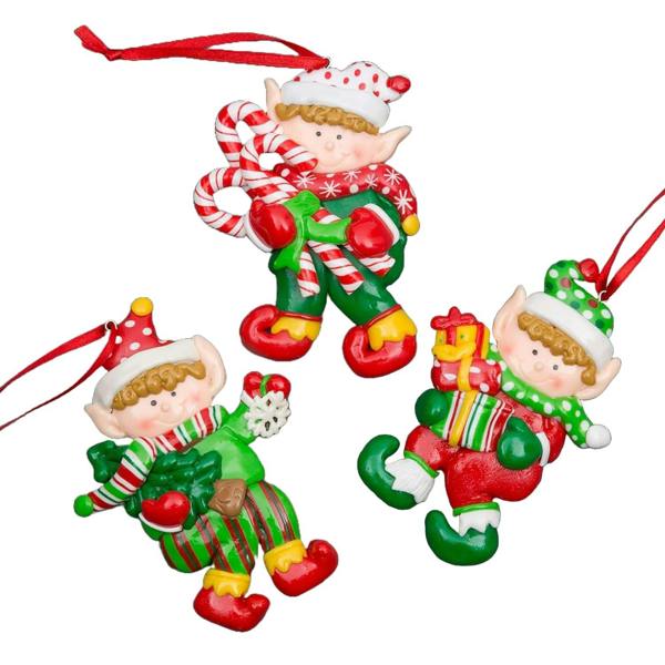 3pc Ceramic Christmas Tree Hanging Decorations Festive Home Decor Set image 1