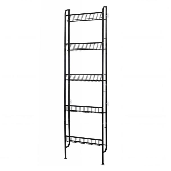 Levede Behind Door Storage Organiser Narrow 5-Tier Bathroom Shelves Steel Black