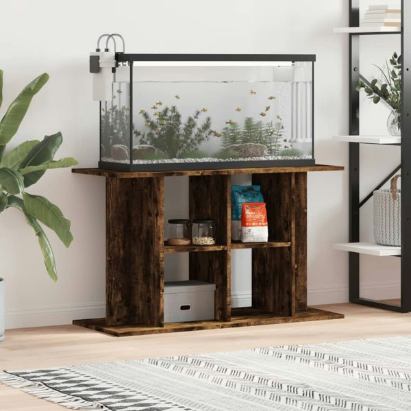 Berkfield Aquarium Stand Smoked Oak 100x40x60 cm Engineered Wood