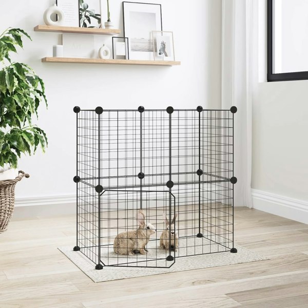 Berkfield 12-Panel Pet Cage with Door Black 35x35 cm Steel