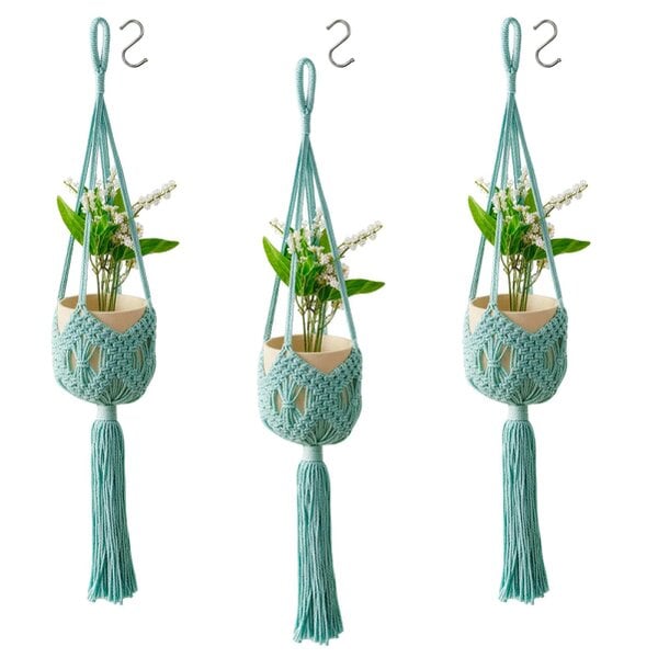 deAO Toys deAO Macrame Hanging Plant Holder Set 3-Pack Decorative Boho Home Decor