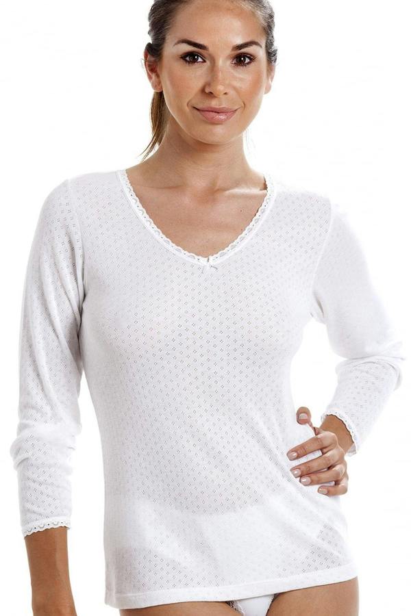 Womens Viloft Blend Lightweight Thermal Long Sleeved Top White