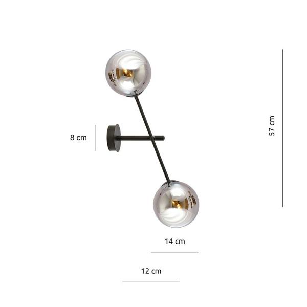 Emibig LINEAR Wall lamp 2 x E14 Black with Graphite Shade