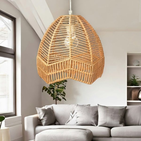Rafaelo Mobilia Bamboo 30CM Wicker Boho Rattan Ceiling Light Pendant Shade Natural Brown
