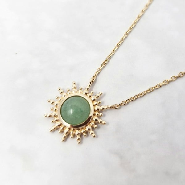 18ct Gold Vermeil Plated Aventurine Healing Stone Necklace