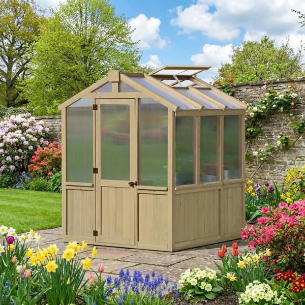 Yardistry Wooden Potting Shed & Greenhouse 6.7ft x 6ft (2.3m x 2m), Meridian Series 100% premium Cedar (Cunninghamia Lanceolata) 1