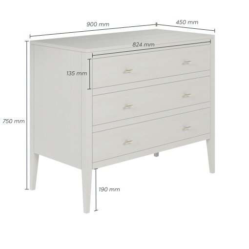 Wyld Haus Salvador Mist Grey Wood Grain 3 Drawer Chest