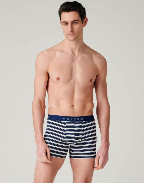 British Boxers Multipack 4 Pairs of Men's Bamboo Stretch Trunks – Maritime