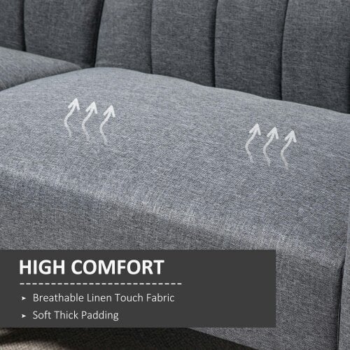 Wyld Haus Nile Linen Grey 3 Seater Click Clack Sofa Bed With Adjustable Split Backrest