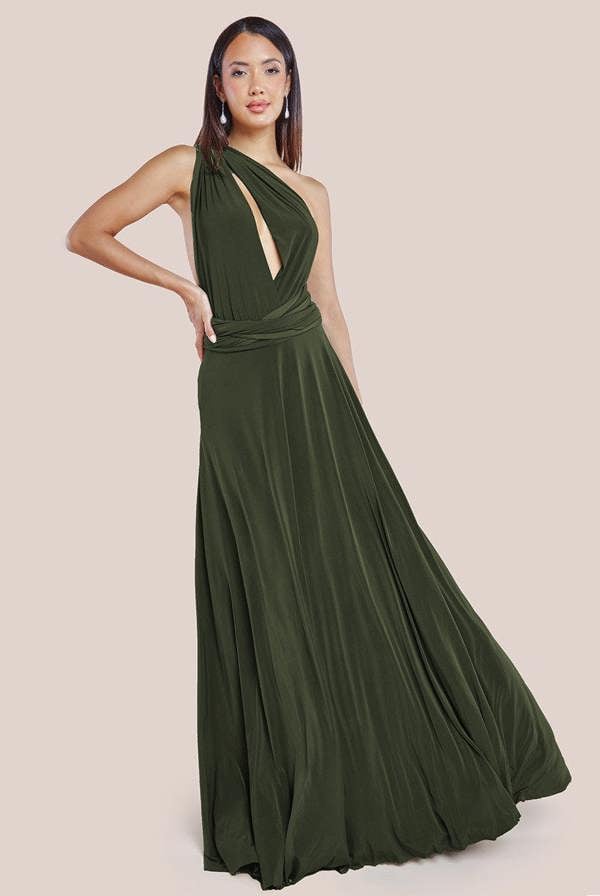 Multiway Tie-Up Maxi Dress - Olive DR1186BB