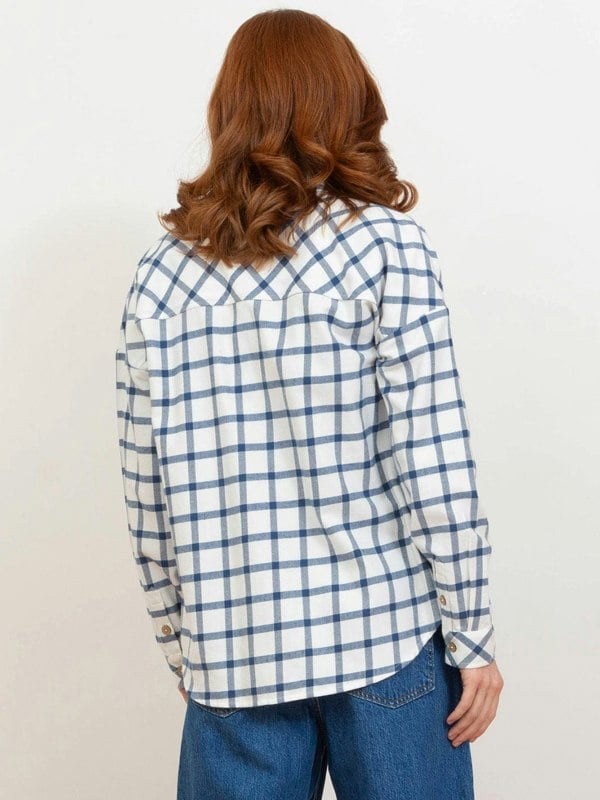 Kite Organic Leigh Oversized Flannel Check Shirt Ecru
