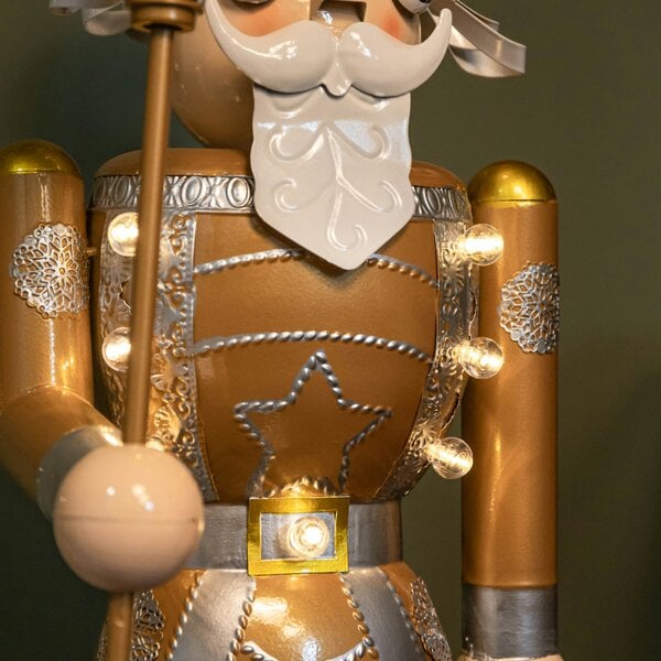 Samuel Alexander 80cm Battery Operated Light up Christmas Gold Nutcracker with LEDs
