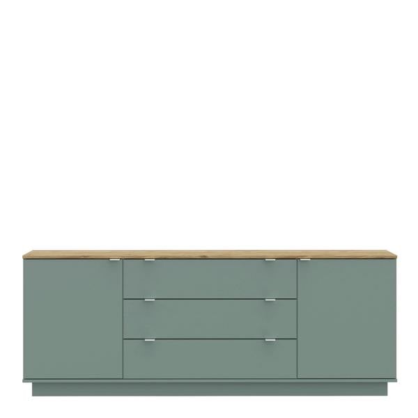 Furniture To Go Ganymede Large Sideboard with 3 Drawers & 2 Doors in Mauvella Oak and Sage
