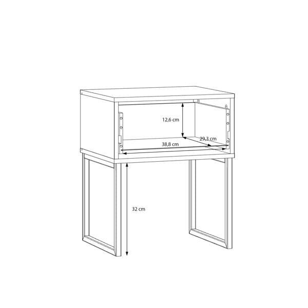 Furniture To Go Akihisa Bedside Table with Drawer and Metal Legs in Sand