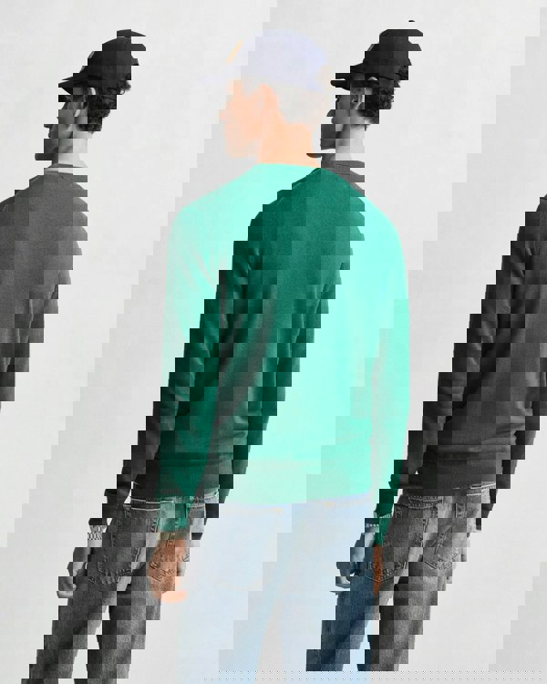 GANT Mens Classic Cotton Crew Neck Jumper - 373 Deep Forest Green - CHO - Designer Mens Crew Neck Jumpers