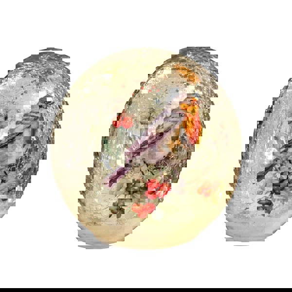 Samuel Alexander 20cm Battery Operated Light up Robin Crackle Glass Ball with 15 Warm White LEDs