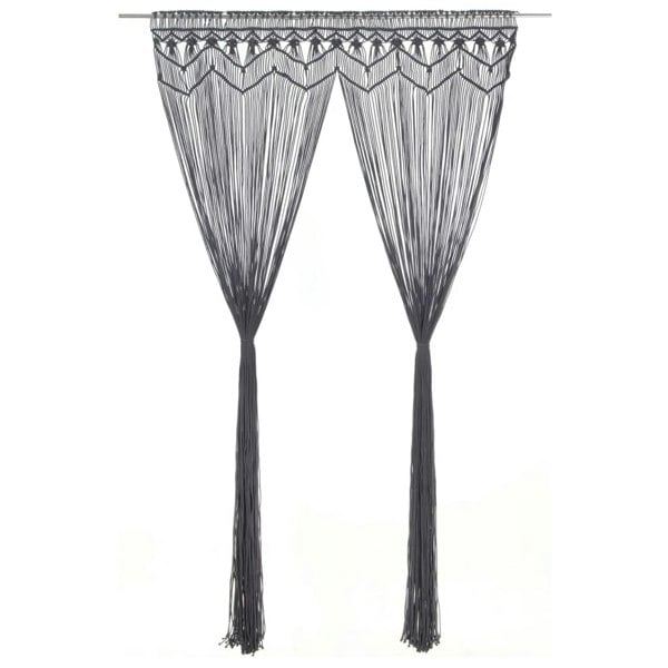 Berkfield Macrame Curtain Anthracite 140x240 cm Cotton