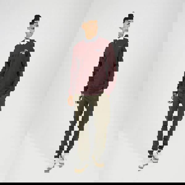 Brave Soul Burgundy Solid Colour Rugby Shirt - Burgundy Image 3