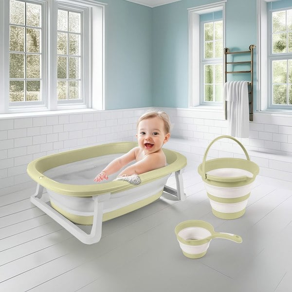 Dolu Foldable Triple Baby Bath Set - Green