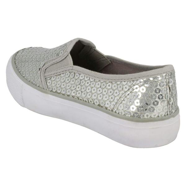Spot On Girls Spot On Flat Casual Slip On Sequined Shoes