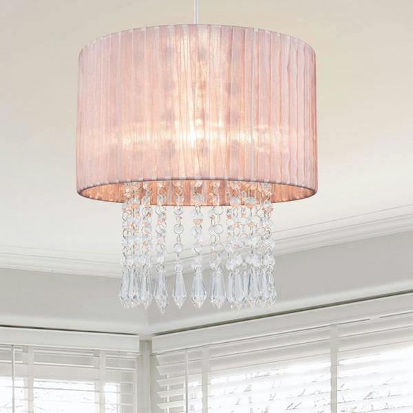 COSYLYTE Winni Beaded Voile Easyfit Lamp Shade - Pink