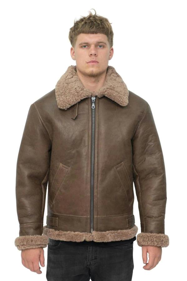 Infinity Leather Mens B3 WW2 Sheepskin Leather Flying Aviator Jacket-Houston