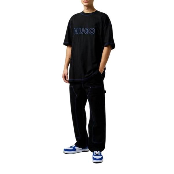 Hugo Mens Embroidered Logo Stitched T-Shirt - Black - 