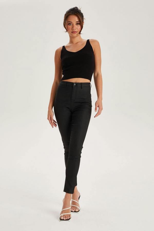 Urban Bliss Black Leather-Look High Waist Skinny Disco Jean